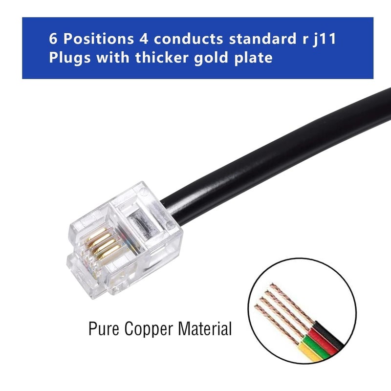 Vthahaby Telephone line (3 Pack 20 FT) RJ45 to RJ11 Adapter Converter Cable RJ45 8P4C Male to RJ11 6P4C Male for Landline Telephone Service for Extending, Connecting for Fax or Answering Machine - Image 3